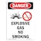 Signmission OSHA Sign, Explosive Gas No Smoking, 18in X 12in Decal, 12" W, 18" L, Portrait, OS-DS-D-1218-V-1208 OS-DS-D-1218-V-1208 - alternate 1